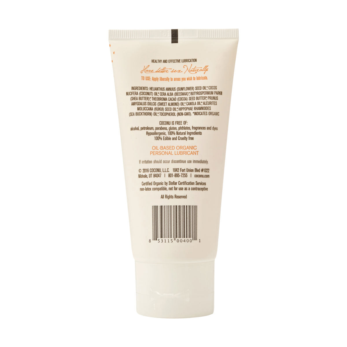Coconu Oil-Based Organic Lubricant 3oz