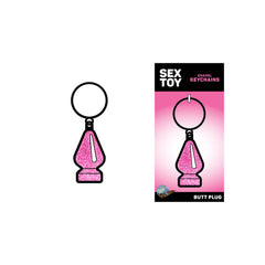 Pink Glitter Butt Plug Enamel Keychain